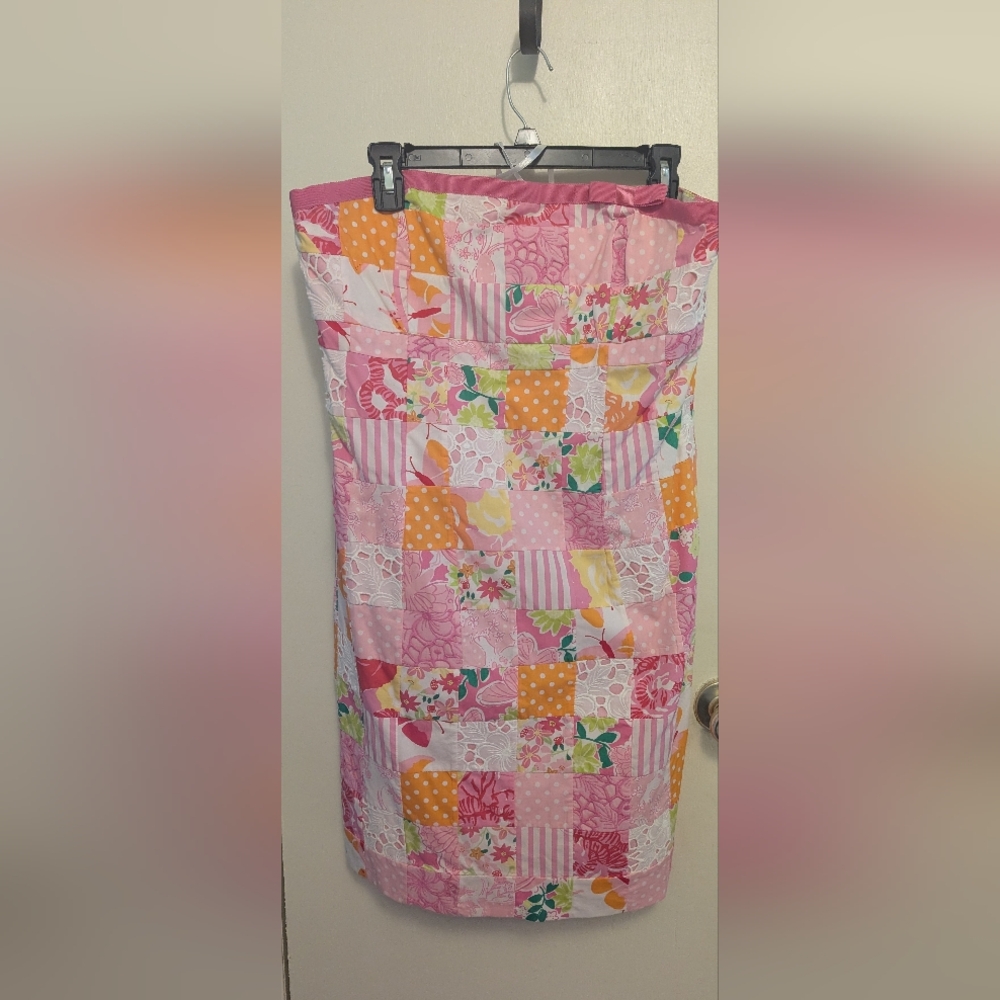 Lilly Pulitzer Pink and Orange Strapless Dress